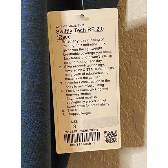 New Lululemon Swiftly Tech Racerback 2.0 *Race Wild Bluebell/Graphite Grey Sz 8 - Picture 3 of 7